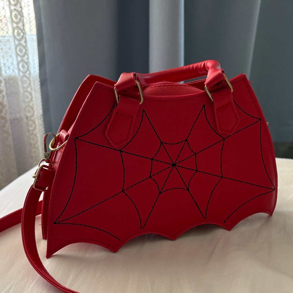 Red Spider Web Design Handbag